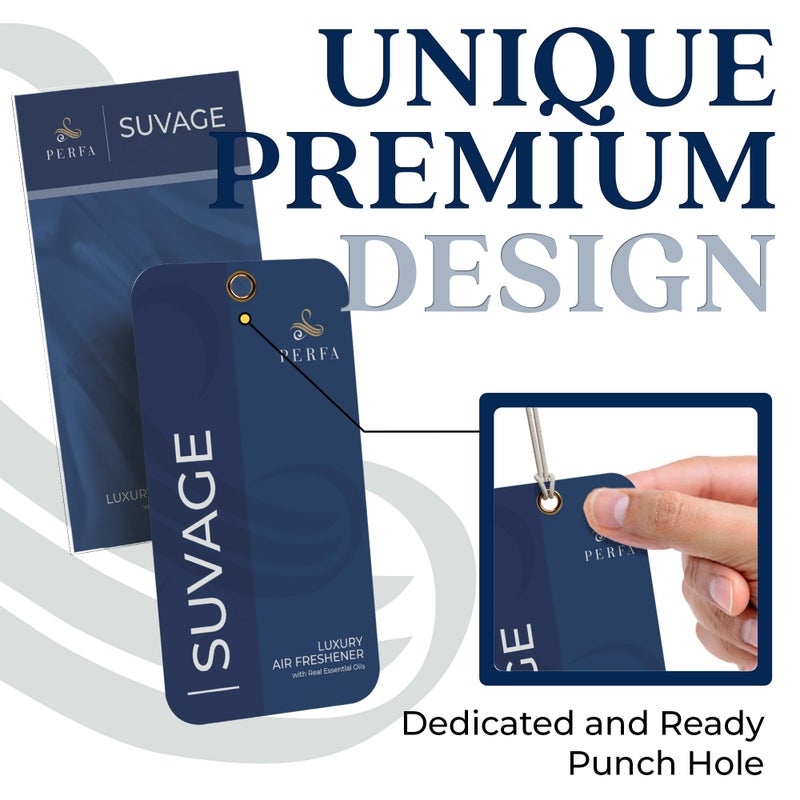 Perfa Savage Disposable Card Freshener for Men | Car Scents Air Freshener with Sauvage Fragrance | Strong Car Perfume Air Freshener with Odour Eliminating Technology | Suvage by Perfa - Image 3